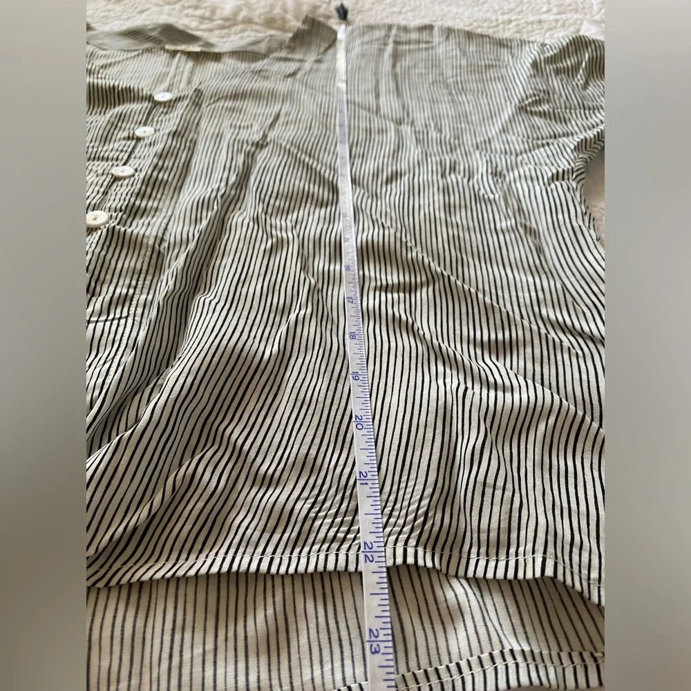 Artisan NY Striped Black White Button-Down Tie Knot Women's Lightweight Top L - Picture 5 of 7